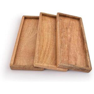 Mango Wood Serving Platter Set of 3 Appetizer Snack Fruit Dessert Party Tray